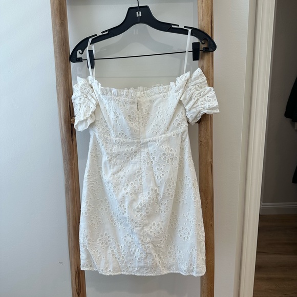 LPA Fitted Lace Up Mini Dress in Ivory - Picture 6 of 8